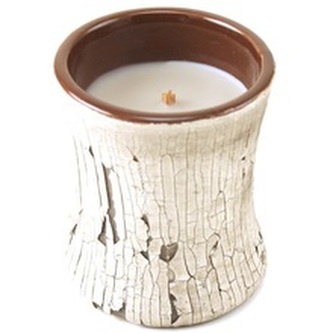 Svíčka keramická oválná váza WoodWick Oheň v krbu, 133.2 g