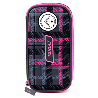 Školní penál bez náplně Target Compact Geo, s pravítkem, růžovo-šedo-černý