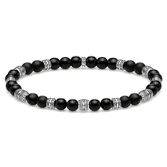 Náramek \"Černé korálky\" Thomas Sabo A1924-704-11-L17, Sterling Silver, 925 Sterling silver, blac