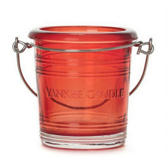 Svícen skleněný Yankee Candle Glass Bucket, výška 6.5 cm, červený