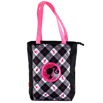 Nákupní taška Barbie černá s bílo/růžovým motivem panenky Barbie