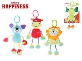 Zvířátko plyš 27cm s chrastítkem Baby´s Happiness asst 4 druhy na kartě 0m+