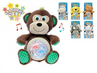 STARLIGHT PETS zvířátko plyšové/lampička na baterie se světlem a zvukem 23 cm, 6 druhů (1ks v krabici)