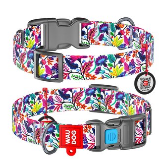 Obojek nylonový Waudog Magické květy QR (23-35cm/1,5cm)