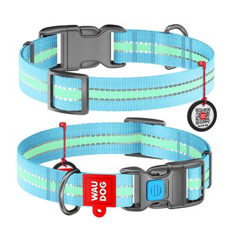Obojek nylonový Waudog Glow modrý QR (31-49cm/2,5cm) Obojek nylonový Waudog Glow modrý QR (31-49cm/2,5cm)