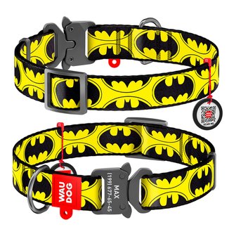 Obojek nylonový Waudog DC Batman logo Fastex QR (35-58cm/2,5cm)