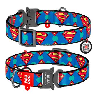Obojek nylonový Waudog DC Superman Logo Fastex QR (35-58cm/2,5cm)