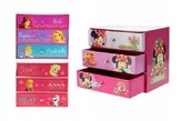 Skříňka šperkovnice růžová 3 zásuvky  14x12x9cm asst 3 druhy Disney