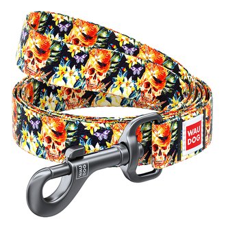 Vodítko nylonové Waudog Elegantní lebka (122cm/2,5cm)
