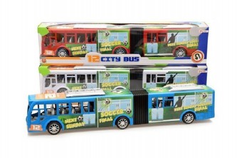 Autobus harmonika plast 54 cm na setrvačník, 3 barvy (1ks v krabici)