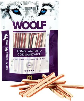 Woolf Soft Lamb and Cod Sandwich Long 100g Woolf Soft Lamb and Cod Sandwich Long 100g