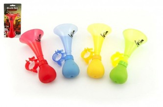 Klakson trumpeta na kolo plast 14cm, 4 barvy - 1 kus