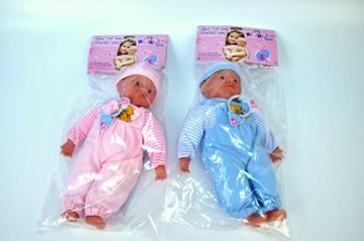 Panenka/miminko se zvukem na baterie, měkké tělo 40 cm plast, 2 barvy (1ks v sáčku)