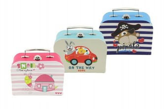 Kufr/Kufřík papírový 20x15x8,5cm asst 3 druhy v sáčku