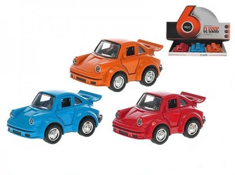 Auto sportovní 10cm kov na baterie se světlem a zvukem asst 3 barvy 12ks v DBX