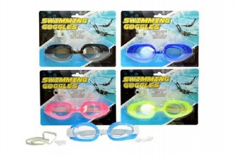 Plavecké brýle + skřipec na nos a špunty asst 5 barev na kartě