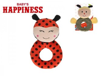 Chrastítko plyš 14cm Baby´s Happiness asst 2 druhy na kartě v sáčku 0m+