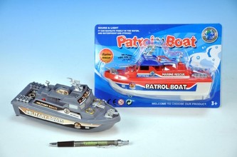 Loď/člun plast 21cm na baterie asst 2 druhy na kartě
