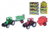 Traktor s vlečkou plast 21cm, 6 druhů, 2barvy, v krabičce - 1 kus