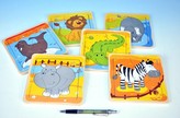 Puzzle safari zvířátka dřevo 15x15cm asst 6 druhů 10m+