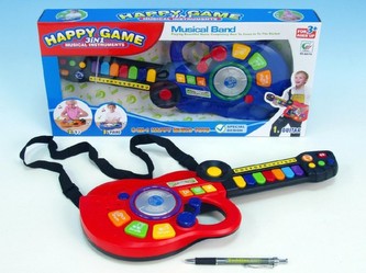Kytara/DJ/piano 3v1 na baterie se zvukem se světlem, 2 barvy (1ks v krabici)