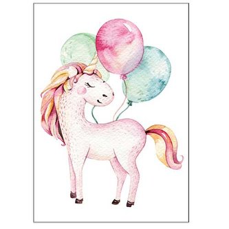 Bohemia Gifts Plakát pro děti formát A4 - jednorožec s balónky