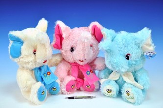 Slon sedící se šálou plyš 40 cm, 3 barvy (1ks v sáčku) od 0 měsíců