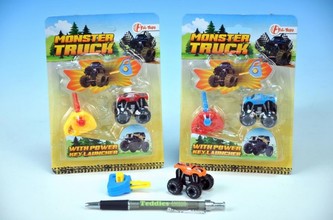 Monster Truck na klíček 4cm; 3 barvy; na kartě - 1 kus