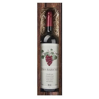 Bohemia Gifts Dárkové červené víno 0,75 l pro babičku - Merlot