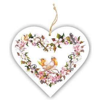 Bohemia Gifts Dřevěné vonítko do prádla - srdce – ptáčci