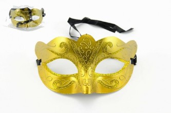 Maska škraboška karnevalová plast 17cm; 3 barvy; v sáčku - 1 kus