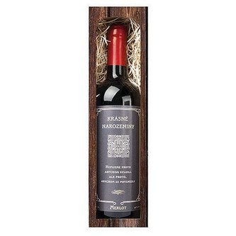 Bohemia Gifts Dárkové červené víno 0,75 l k narozeninám - Merlot