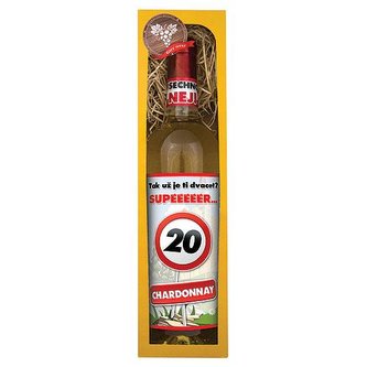 Bohemia Gifts Dárkové bílé víno k 20. narozeninám 0,75 l  - Chardonnay