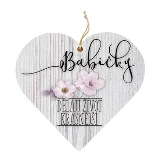 Bohemia Gifts Dekorační dřevěné srdce 13 cm pro babičku