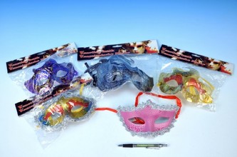 Maska Benátská plast 20cm; 12 druhů;  v sáčku karneval - 1 kus
