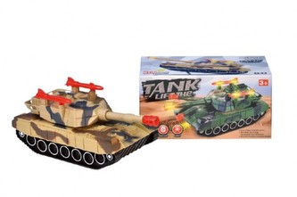 Tank narážecí plast 20cm na baterie se zvukem se světlem asst 2 barvy v krabici