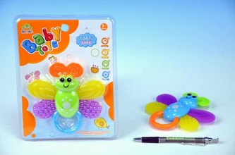 Chrastítko včelka plast 2 barvy na kartě od 3 měsíců - 1kus