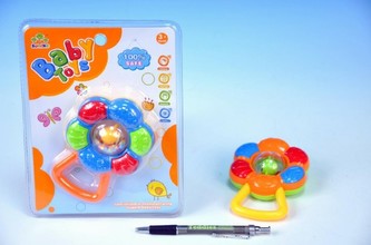 Chrastítko smajlík plast 2 barvy na kartě od 3 měsíců - 1kus