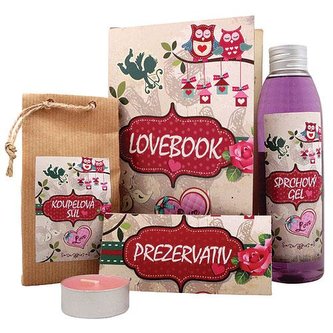 Bohemia Gifts Lovebook – sprchový gel 200ml, sůl 150 g, kondom a svíčka