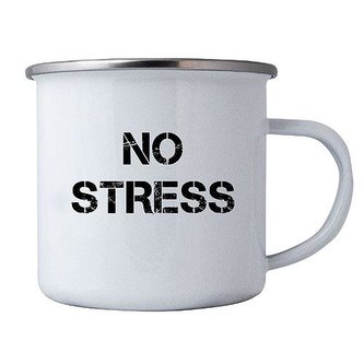 Bohemia Gifts Plechový smaltový hrnek 350 ml s potiskem - No Stress