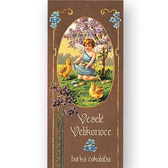 Bohemia Gifts Hořká čokoláda 100 g Velikonoce - anděl s kuřátky
