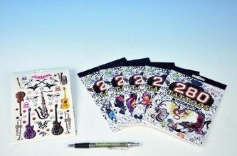 Tetování barevné 280ks v bloku mix druhů 12,5x18,5x0,3cm