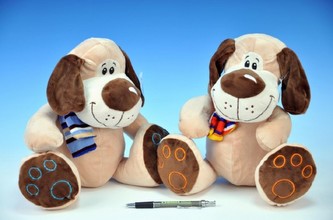 Pes plyš 30cm se šálou 2 barvy od 0 měsíců, 1 kus