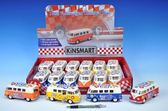 Autobus Kinsmart VW Peace kov 13cm na zpětné natažení asst 4 barvy