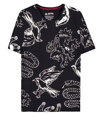 Pánské tričko Harry Potter: Heraldická zvířata (2XL) černá bavlna