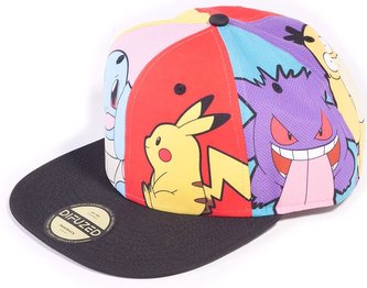 Snapback čepice - kšiltovka Pokémon: Multi Pop Art (nastavitelná) polyester