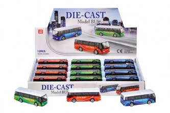 Autobus kov 9cm na volný chod; 3 barvy - 1 kus