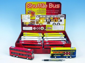 Autobus kov 16cm na zpětné natažení na baterie se zvukem se světlem asst 3 barvy