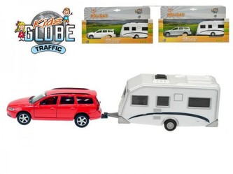 Auto Volvo V70 kov s přívěsem 13 cm na zpětné natažení, 3 barvy (1ks v krabičce) 30 x 15 x 7 cm