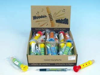 Píšťalka dřevo 11,5cm asst 4 barvy v sáčku